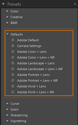 raw default presets