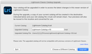 aktualizacja katalogu Lightroom 10
